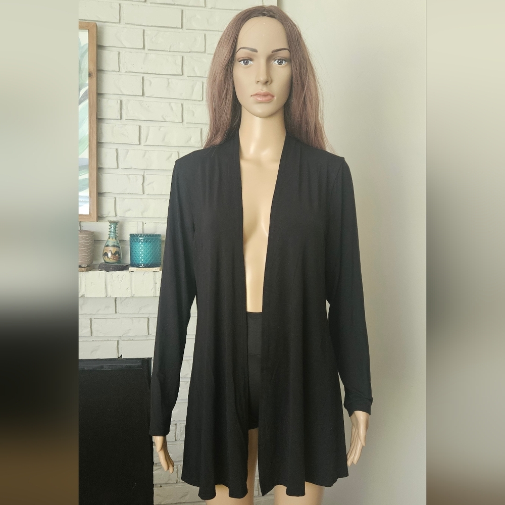 Blue Sky Bamboo Black Open Front Cardigan